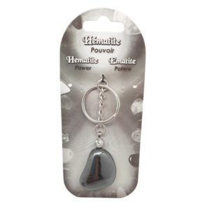 Tumbled Stone Keyring on card - Haematite - Power
