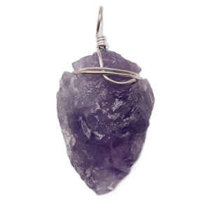 amethyst wire wrapped arrow head pendant