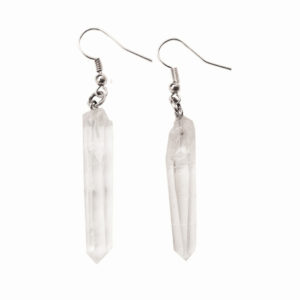 Rock Crystal Point Dangle Earrings - chunky